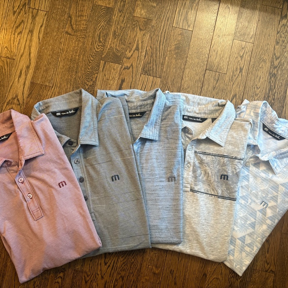 Travis Mathew Men's Polo Shirt Collection - Plum, Gray, Blue Lot of 5 size L